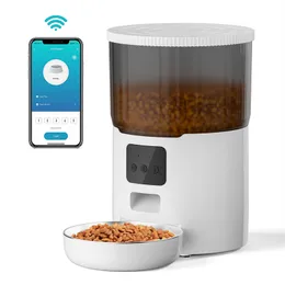 Alimentatori di gatti automatici 4L alimentatore gatto a tempo WiFi con dispensatore di cibo per gatti da pranzo 10s con programma personalizzato fino a 12 porzioni 10 pasti al giorno Controllo app