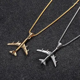 Ожерелья с подвесками, модное креативное золотое ожерелье с воздушным самолетом, мужская цепочка из нержавеющей стали для ювелирных изделий YL-03