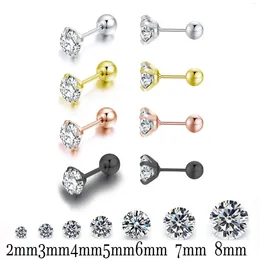Stud Earrings Medical Stainless Titanium Steel Zircon Crystal 4 Prong Tragus Cartilage For Men Women Piercing Ear Jewelry