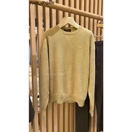 Loro Piano Sweaters Womens Winter Casual Khaki Yellow Round Neck Long Sleeve Cashmere Knit Top 9HVT