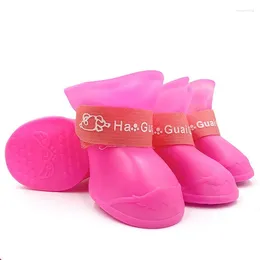 Hundkläder 4st Pet Waterproof RainShoe Anti-halk gummi stövel för små medelstora stora hundar Katter utomhussko fotled stövlar regnskor