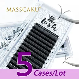 5Caseslot Masscaku Fashion و YY Premium Shape Soft Extension Extension التغليف المخصص وحجم الرموش 240123