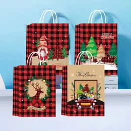 Confezione regalo 4 pezzi Borsa di buon Natale X-Mas Babbo Natale Carta per biscotti Borse a mano fai da te Forniture per feste