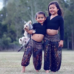 Trousers Girls Leggings Kids Pants Summer 2024 Boho Print Children Yoga Loose Hippy Casual Beach Wear