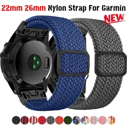 Assista Bandas 26 22mm Elastic Nylon Strap para Garmin Fenix6X 6 Pro 7X 7 Solar / 5 5X Plus 3 3HR / Epix Forerunner 935 945 965 Smartwatch Watchband