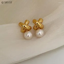 Stud Earrings Cute Imitation Pearl Metal Post For Women Fashion Jewelry Career Accessories Trendy Elegant Style Fancy Gifts C1424