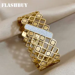 Bangle Flashbuy 316L Stal nierdzewna pusta geometryczna szerokie bransoletki dla kobiet