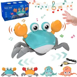 Barn induktion Crawling Crab Octopus Walking Toy Baby Electronic Pets Musical Toys Education Toddler Moving Toy Christmas Gift 240129