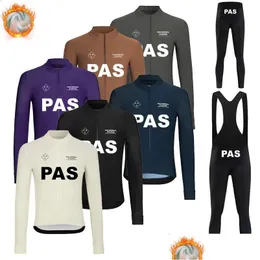 Cycling Jersey Sets 2024 Pns Winter Thermal Fleece Set Mtb Uniform Ropa Ciclismo Warm Bib Pants Road Bike Clothing Men Long Sleeve D Dhngl