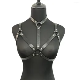 Ligas sexy roupa interior feminina peito corpo arnês bondage sutiã suspensórios lingerie de couro fetiche punk gótico liga cinto espartilho