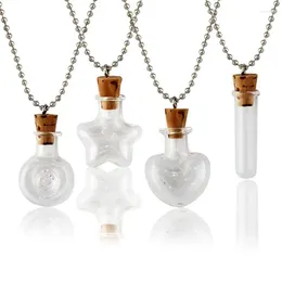Bottles 50X Lovely Bottle With 60cm Chain Necklace Drift Wishing Cork Transparent Glass Pendant For Girl Lovers Gift