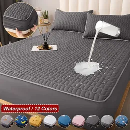 Protetor de colchão grosso à prova d'água, lençóis ajustáveis, capas de cama, almofada antibacteriana para cama 150x200 160x200 180x200 240129