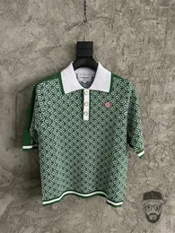 Herrpolos 23 högkvalitativ casablanca t-shirt jacquard logotyp polo skjorta pärlknapp tröja