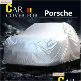 Car Covers Buildreamen2 Car Er Outdoor Anti-Uv Sun Rain Snow Scratch Dust Resistant Waterproof For Porsche An Panamera Cayenne Drop De Dhlxs