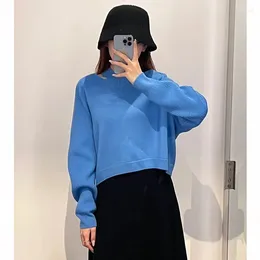 Women's Sweaters Women Solid Color Regular Fit Deconstructed Hollow Wool Pullover 2024 Autumn Style