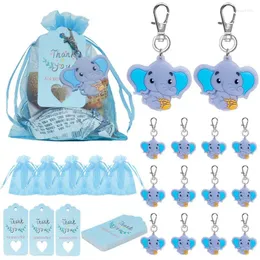 Party Favor 90st Baby Shower Gift Kön avslöjade elefantnyckelring tack Tagminnesminnespojke och flicka födelsedagstillbehör