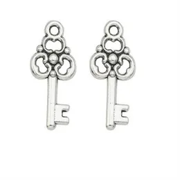 200Pcs lot alloy Key Charms Antique silver Charms Pendant For necklace Jewelry Making findings 22x10mm235j