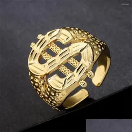 Anéis de casamento Mafisar Marca Clássico Us Dollar Sign Ring Street Style Color Hip Hop para Dj Rappers Homens Personalidade Signets Drop Delive Dhhpy