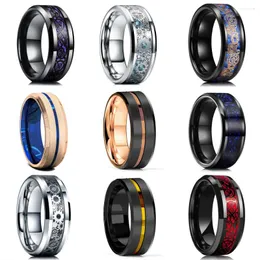 Cluster Rings 48 Styles Fashion 8mm Celtic Dragon Stainless Steel Ring for Men Women Inlay Carbon Fiber Wedding Band Jewelry Anniversary