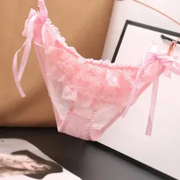 Women's Panties Kawaii Women Pink Lace Underpants Japanese Girls Students Transparent Low Waist Underwear Lingerie