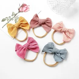 Acessórios de cabelo Corduroy Bow Nylon Hairbands Soft Baby Girl Headband para Crianças Elastic Born Headwear Crianças