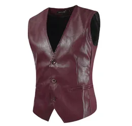 Gilet slim in pelle moda uomo primavera 2019 per blazer gilet da uomo in pelle casual6672008