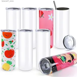 Mugs HTVRONT 8pcs/4pcs 20 OZ Sublimation Tumblers Skinny Straight Sublimate Tumbler Blank DIY Mugs Cups Gifts with Sublimation Papers Q240202