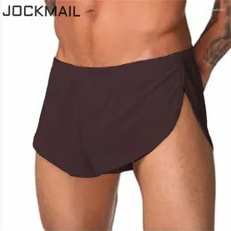 Cuecas jockmail boxer shorts pijamas lado split gay cueca calcinha tronco sexy cueca homme moda sleepwear