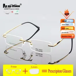 Myopia receptbelagda glasögon Anpassa hartslinser Glasögon Progressiva glasögon unisex Rimless Glasses Frame 2619 240118