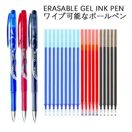 Japan Stationery 0,5 mm Erasable Gel Pen Set Transparent Magic Blue Red Black Ink Ball Refills för skolkontorets skrivande gåva