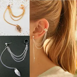 Cazibe Avrupa ve Amerika Birleşik Devletleri Abartılı Küpeler Retro Kadın Yaprak Fringe Ear Clip Kemik Damla Teslimat Otxttt