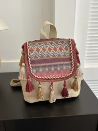 Damenrucksack 2024 Neuer farbenfroher Rucksack im ethnischen Stil Freizeit- und vielseitige leichte Reisetasche B 240202