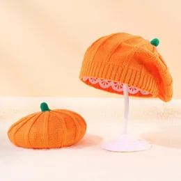 Party Decoration Halloween Pumpkin Beret Hat 2024 Autumn And Winter Parent-Child Knitted Warm Belle Knit Hats