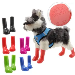 Dog Apparel 4PCS/SET Rubber Rain Boots S/M/L Waterproof Pet Shoes For Small Dogs York Anti Slip Rainshoes Footwear Socks Accessories
