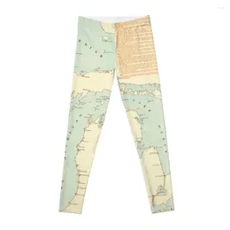 Calça ativa vintage mapa do naufrágio dos grandes lagos (1894) leggings roupas de ginástica calças de moletom femininas