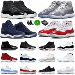 Navy 11 Shoes Box mit Jumpman Space Men 25th Cool Midnight Basketball Sports Cherry Women Anniversary Mens Jam Outdoor Womens 11s Graue Trainer Outdoor-Sneaker US8