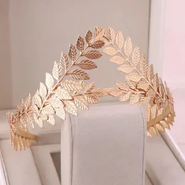 Clip per capelli Gela romano dea romano oliva foglia di metallo copricapo per copricapo per matrimoni Tiara Accessori per matrimoni Miss Universo Girls Crown Head Gioielli