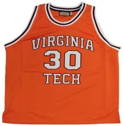 Cheap 30 Dell Curry Virginia Tech University Hokies College Basketball Jerseys Orange Throwbacks Suture Custom any Number and nam6570193