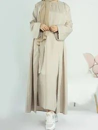 Ethnic Clothing Open Abaya Cotton Linen Turkey Muslim Hijab Dress Plain Abayas For Women Dubai Kaftan Robe Ramadan Eid Islam Modest