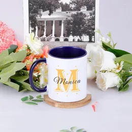 Tazze personalizzate con nome iniziale, tazza personalizzata per tè, caffè, succo, sposa, damigella d'onore, festa della mamma, regali di compleanno per lei