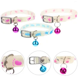 Dog Collars 3 Pcs Adjustable Fluorescent Pet Collar Glow Necklace Light Silica Gel Night