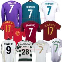 RONALDO Portugal Retro Soccer Jerseys 04 06 Vintage Football Shirt 07 08 Classic Football Jersey Kit Madrid Purple Long sleeve shirt 2012 16 17