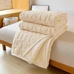 담요 Taffel Plus Lamb Velvet Blanket Winter Double Sided Thicken 따뜻한 Redouble Soft Comfort Plush Solid Color Plaid Sofa