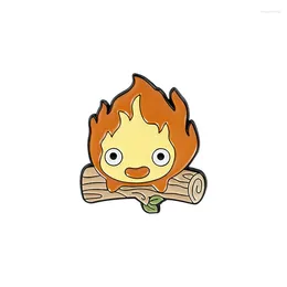 Brosches 2024 calcifer emaljstift anpassad eld älva japansk anime brosch lapel badge tecknad smycken gåva till barnvänner