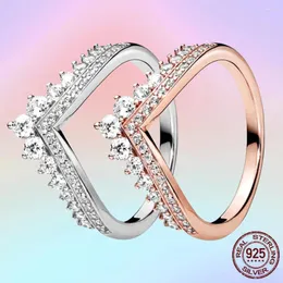 Anelli a grappolo Paylor originale anello principessa Wishbone in argento sterling 925 per donna moda gioielli di lusso per feste di nozze