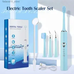 Toothbrush Sonic electric toothbrush high-power rechargeable toothbrush with 5 brush heads 2 alloy steel heads and 4 adjustable modes Q240202