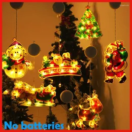 Christmas Decorations Window Sticker Lights String Without Batteries Led Sucker Colour Outdoor Indoor Home Year 2024 Ornaments