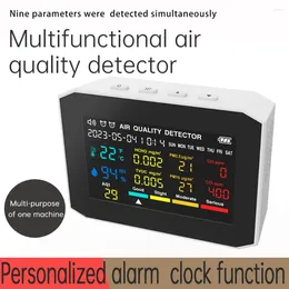 في 1 جودة الهواء شاشة PM2.5 CO CO2 TVOC Formaldehyde Tester كبير شاشة درجة حرارة الرطوبة إنذار الصوت في الداخلية