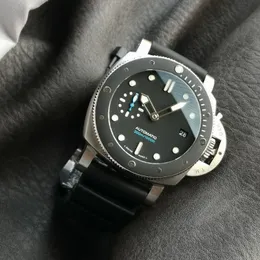 Vs fábrica relógio de alta qualidade PAM00683 relógio fino caixa de aço pulseira de borracha moldura de cerâmica preta mostrador preto relógio luminoso movimento mecânico automático 42MM