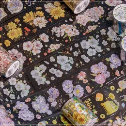 Hediye Sargısı 1 Loll 2m Çiçek Washi Pet Bant Altın Folyo Estetik Dekoratif Sticker DIY Planlayıcı Dergisi Scrapbooking Kart Yapım Malzeme